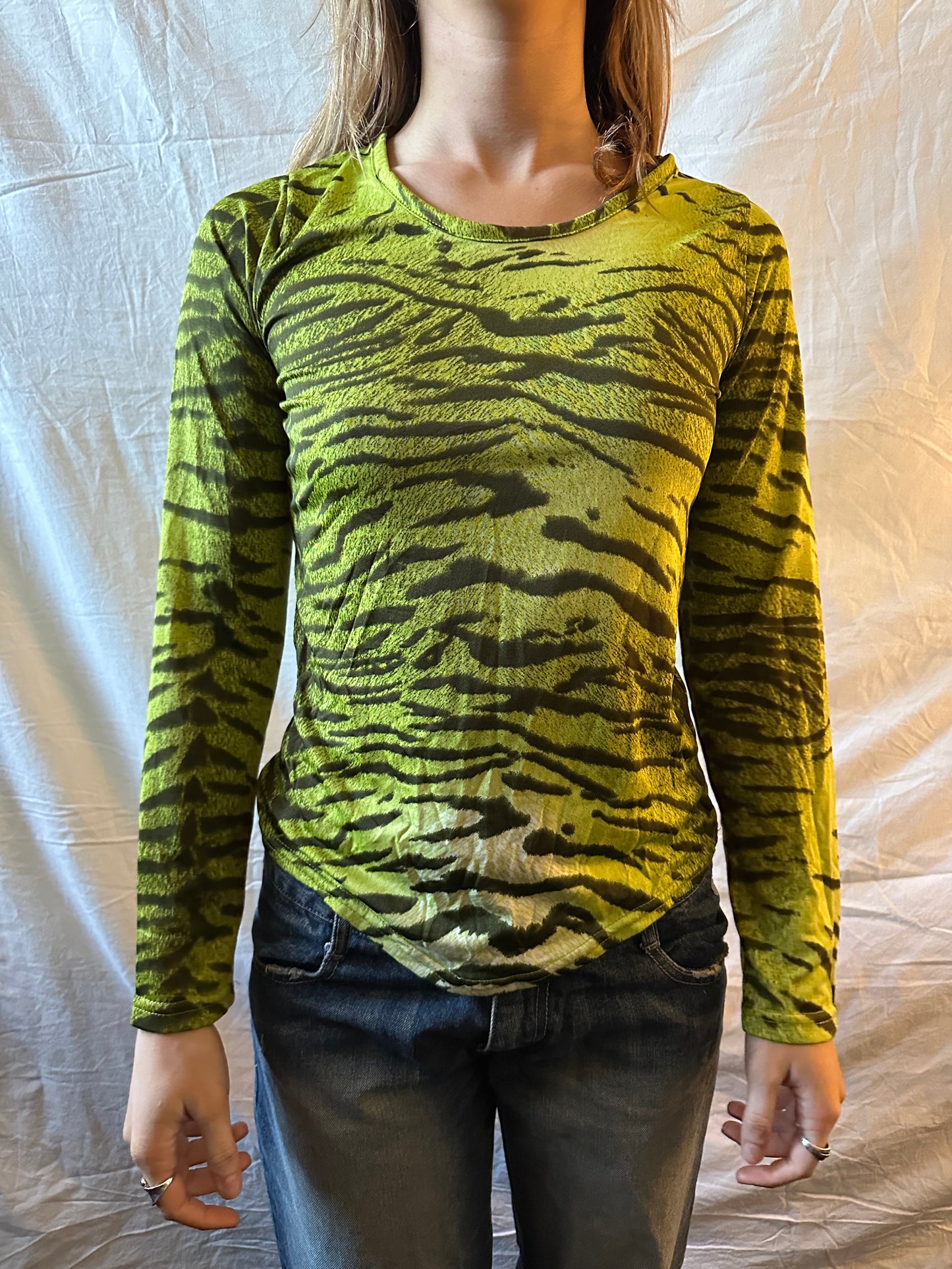 Green zebra print long sleeve