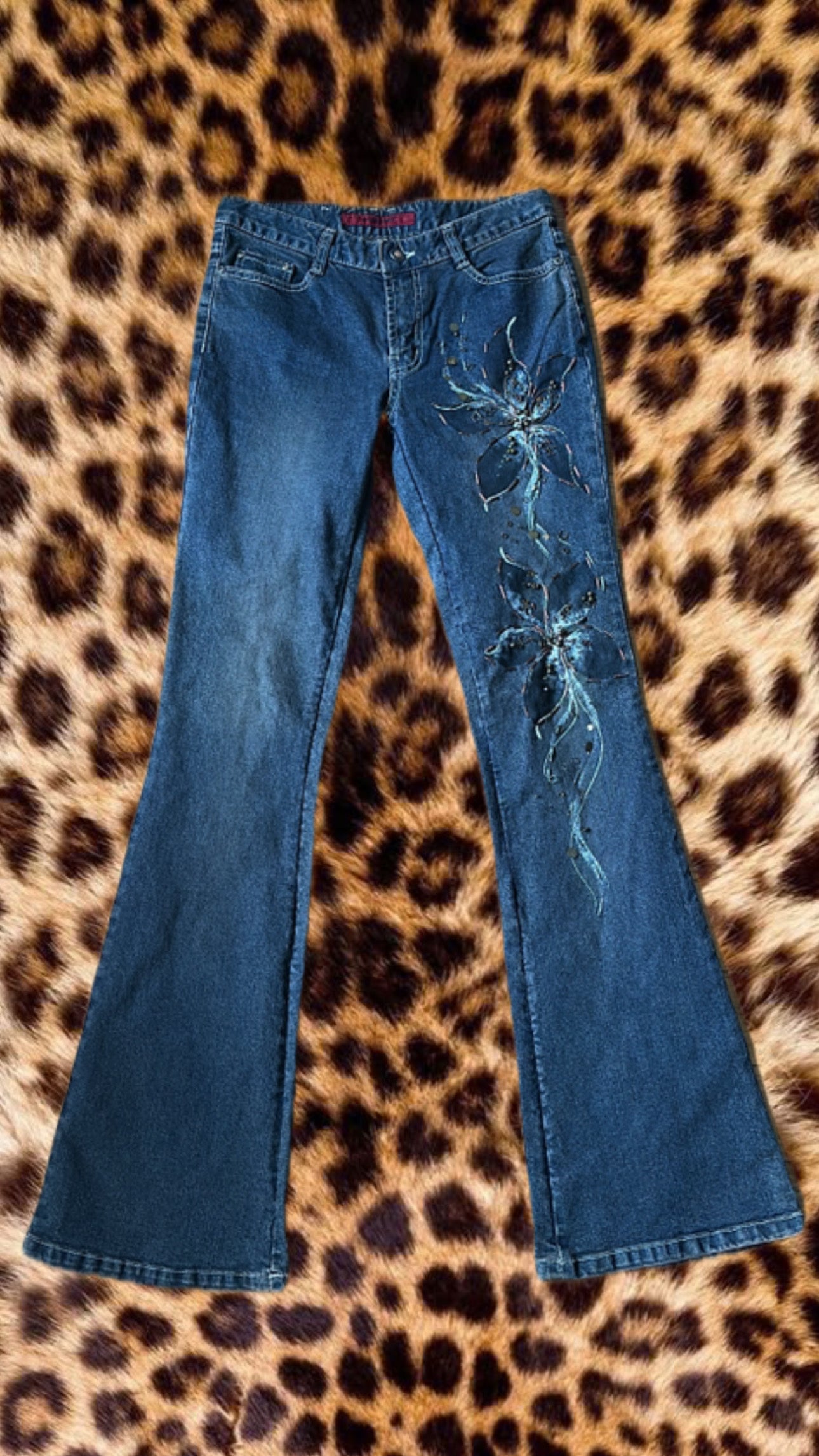 Black printed sparkle jeans