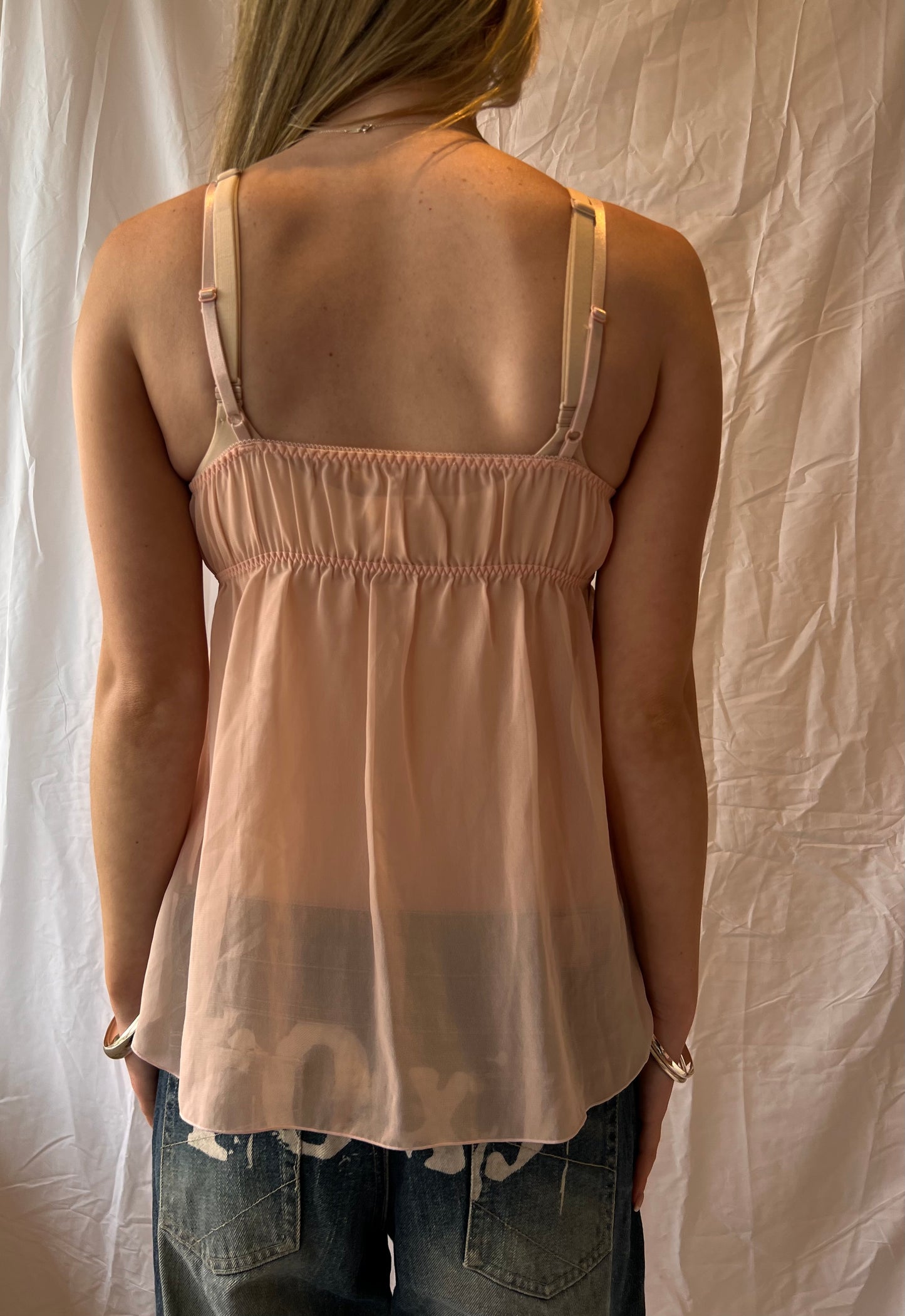 Lace pink sheer cami