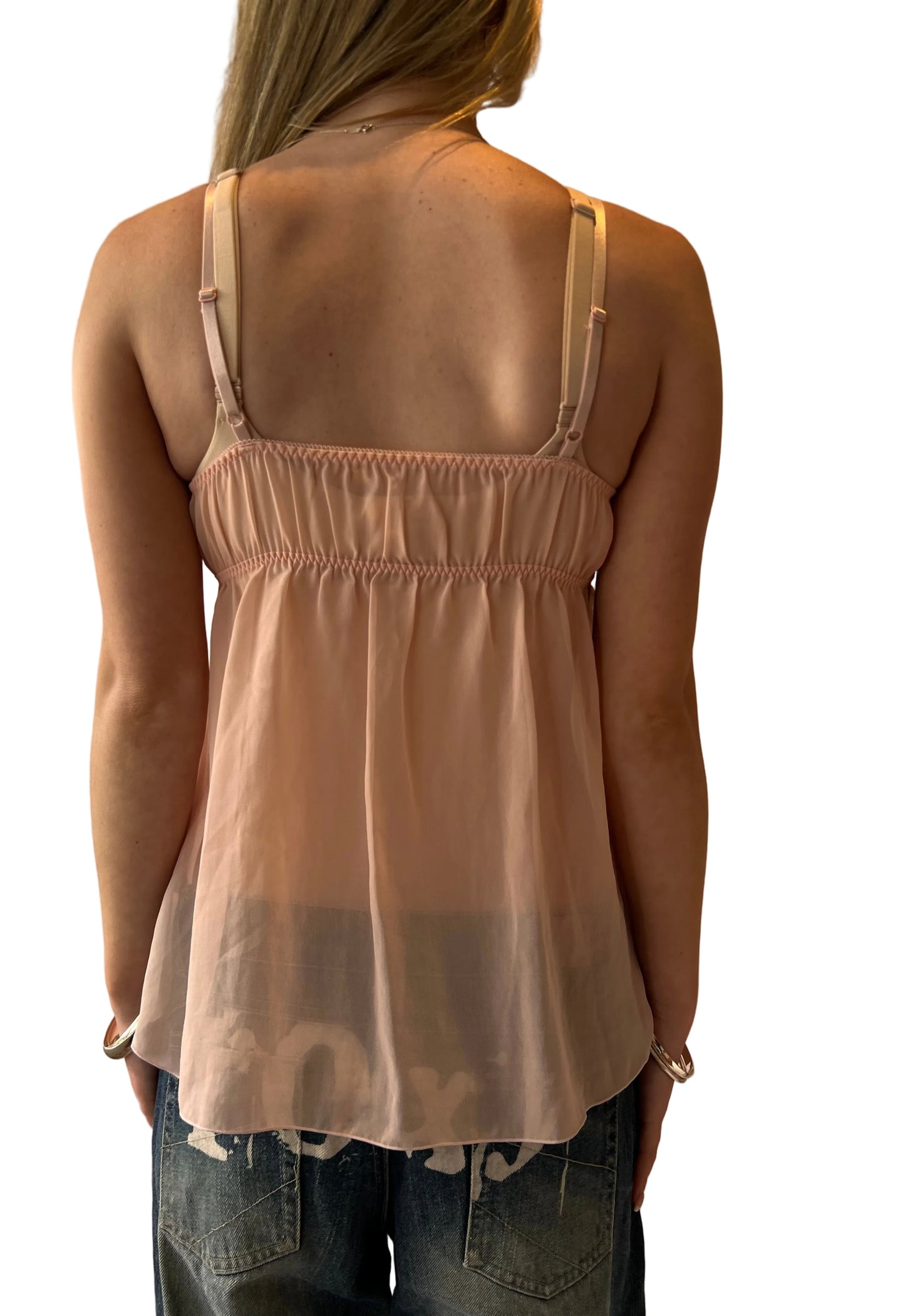 Lace pink sheer cami