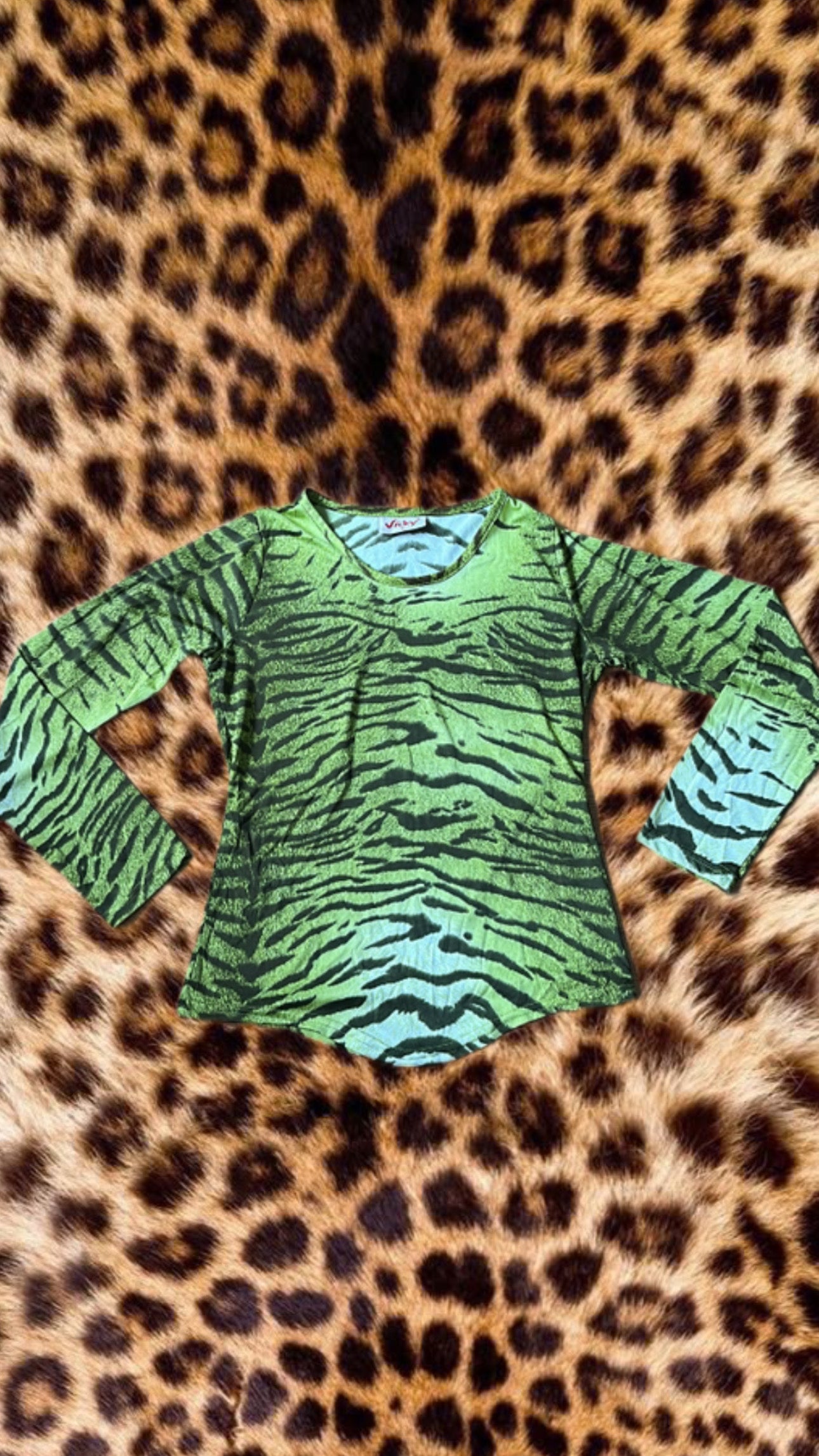 Green zebra print long sleeve
