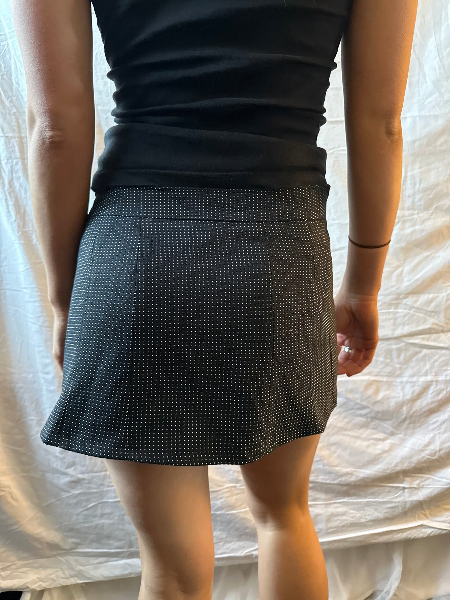 Back and white striped mini skirt