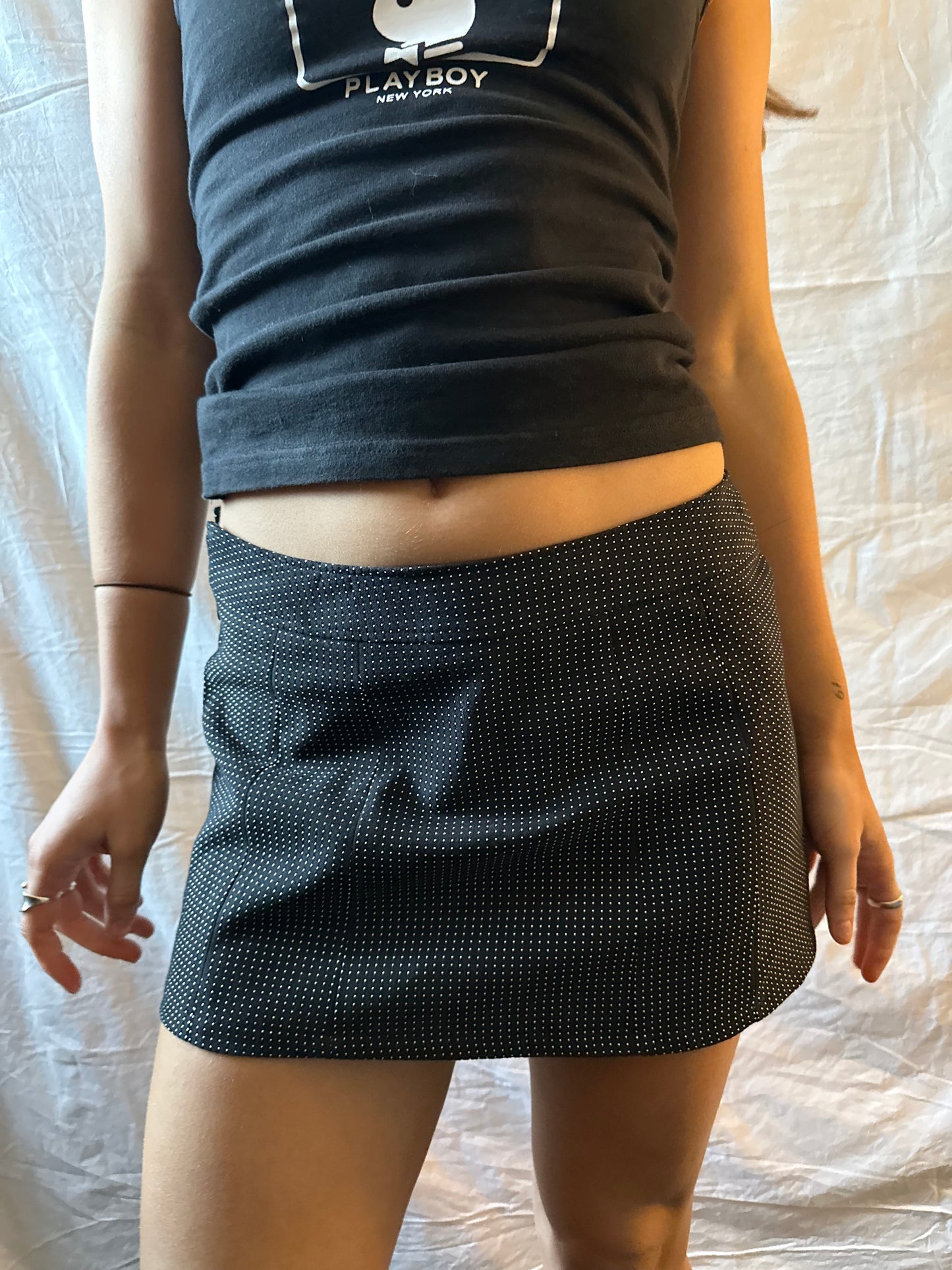 Back and white striped mini skirt