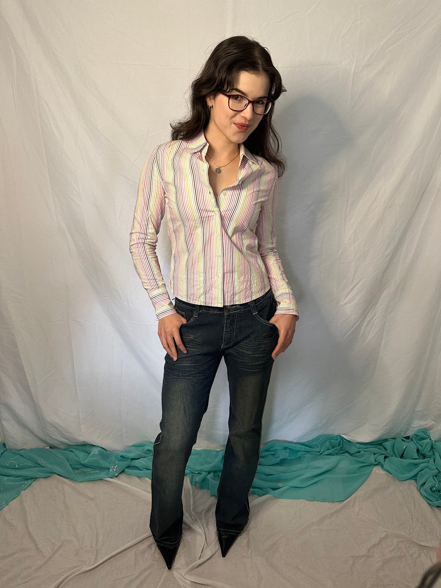 JHC jeans with yellow stripe