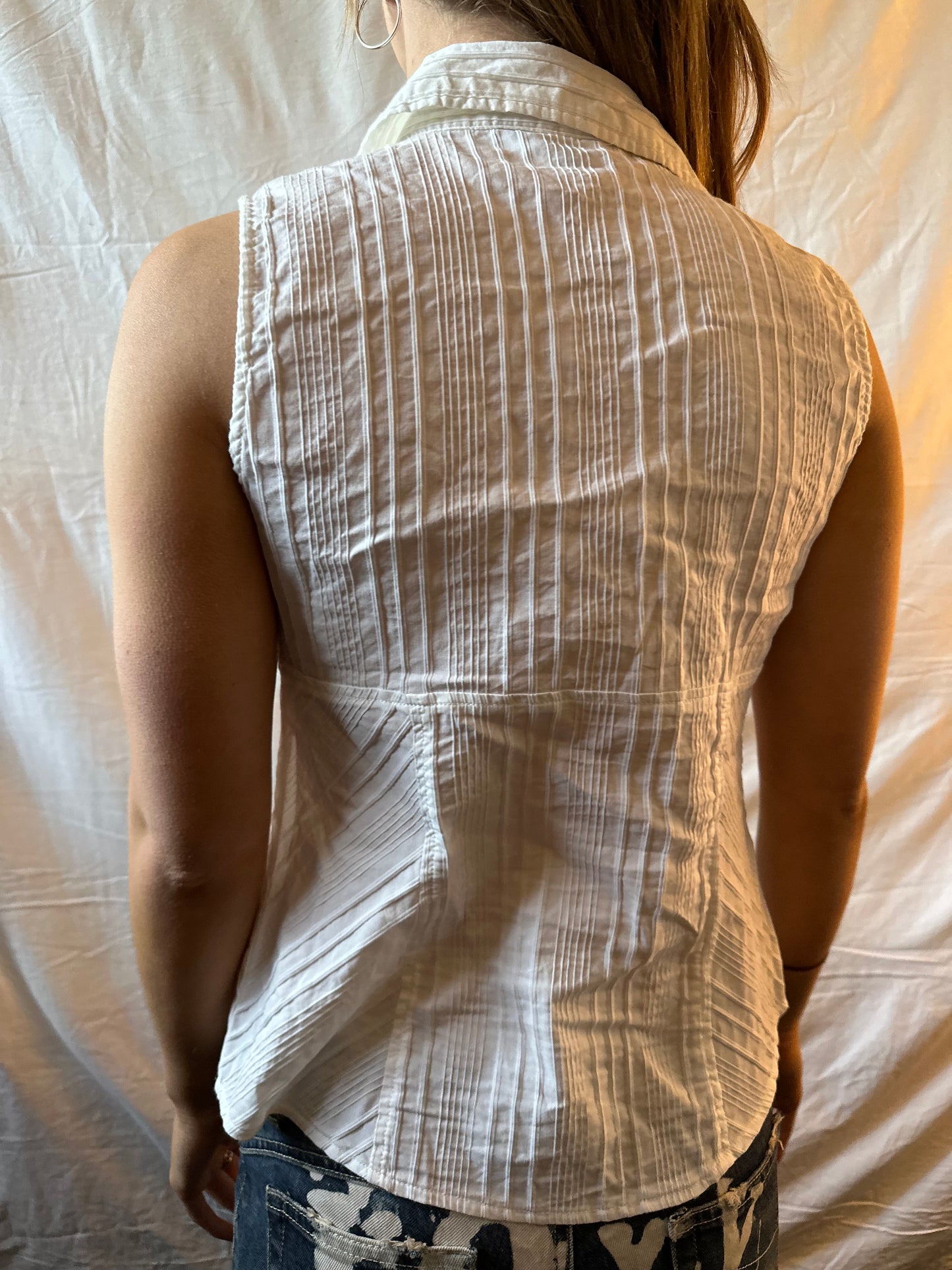 White buttoned tank