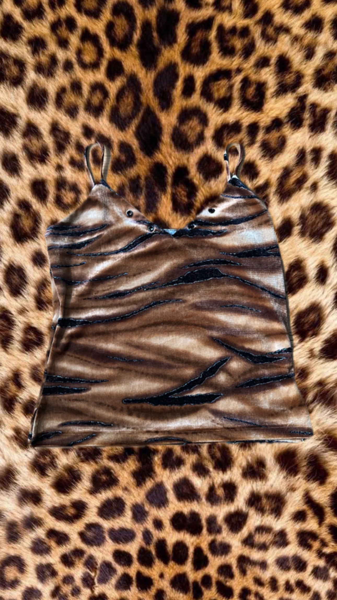 Brown and black printed singlet