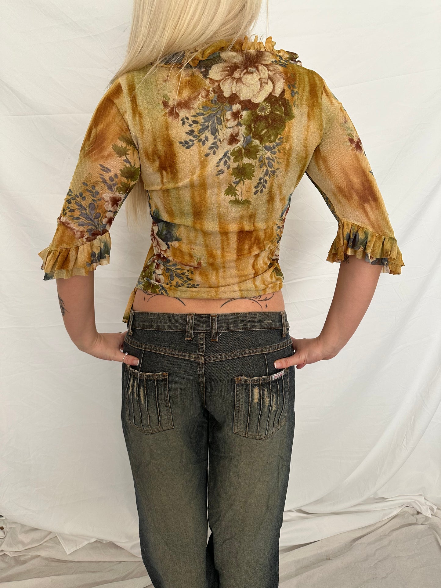 Yellow floral 3/4 sleeve