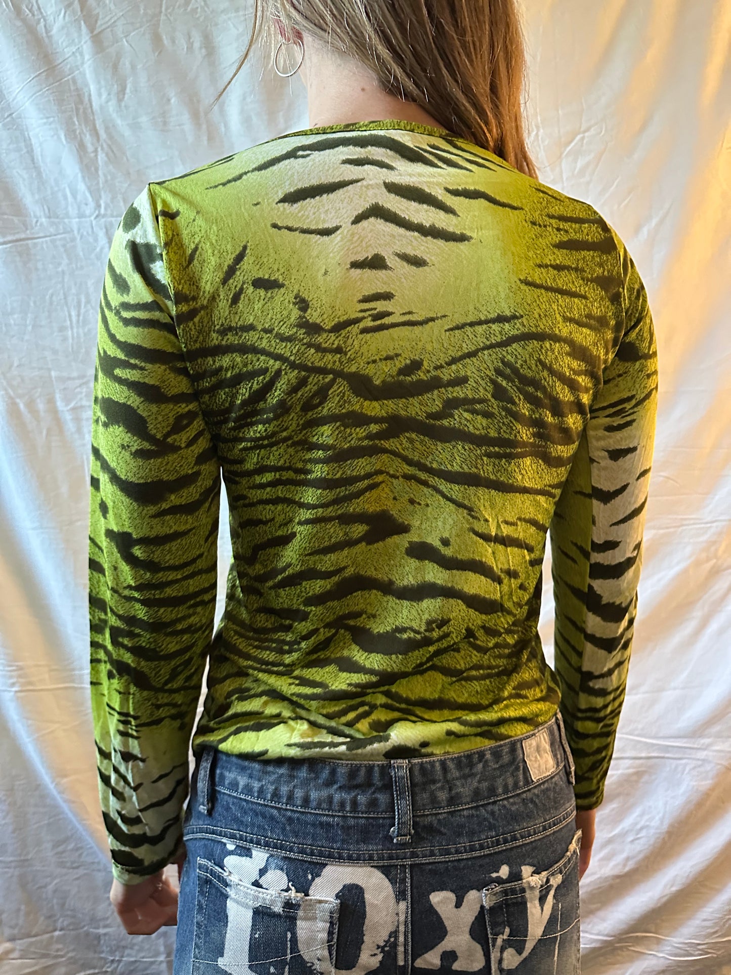 Green zebra print long sleeve