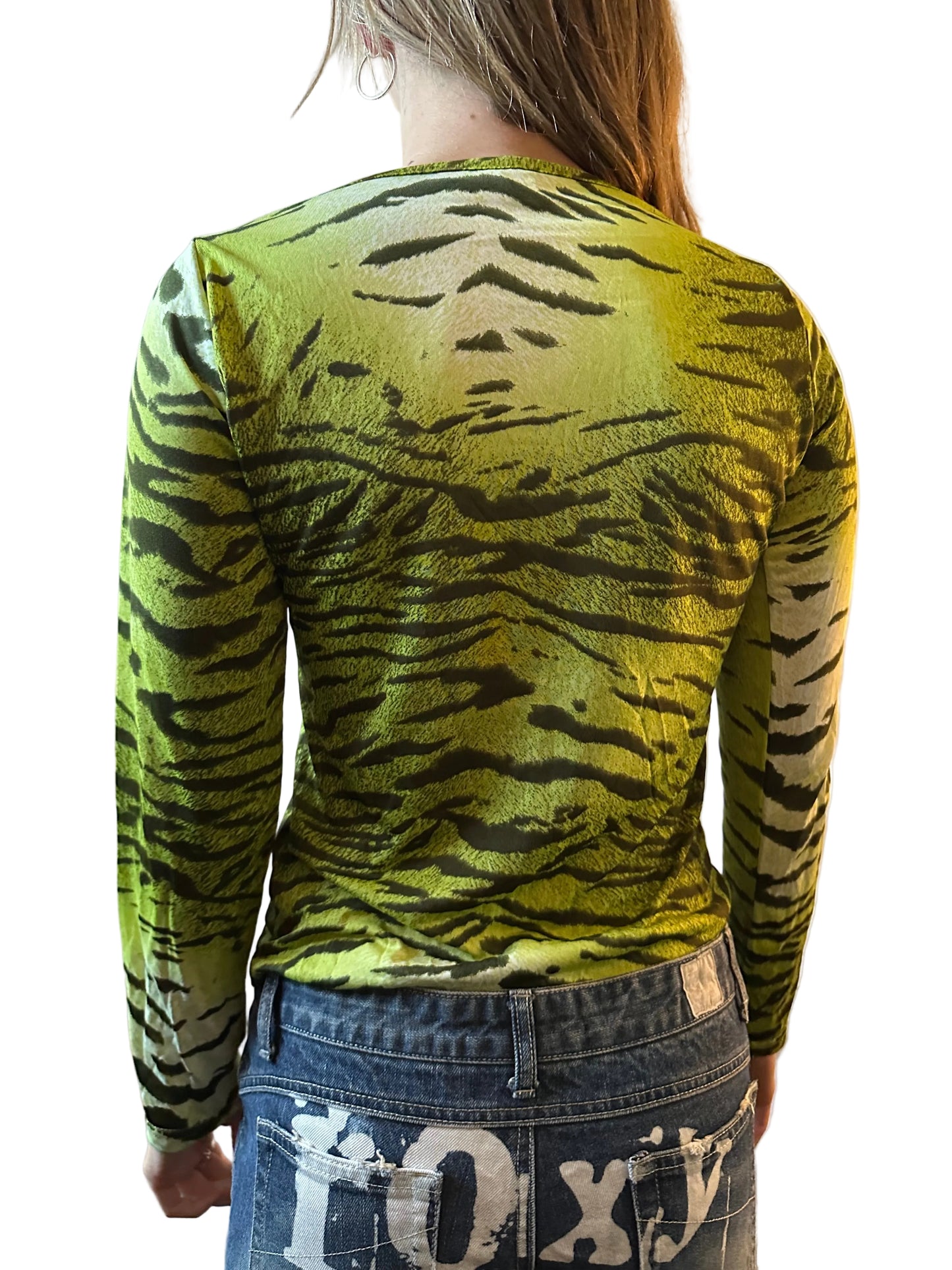 Green zebra print long sleeve