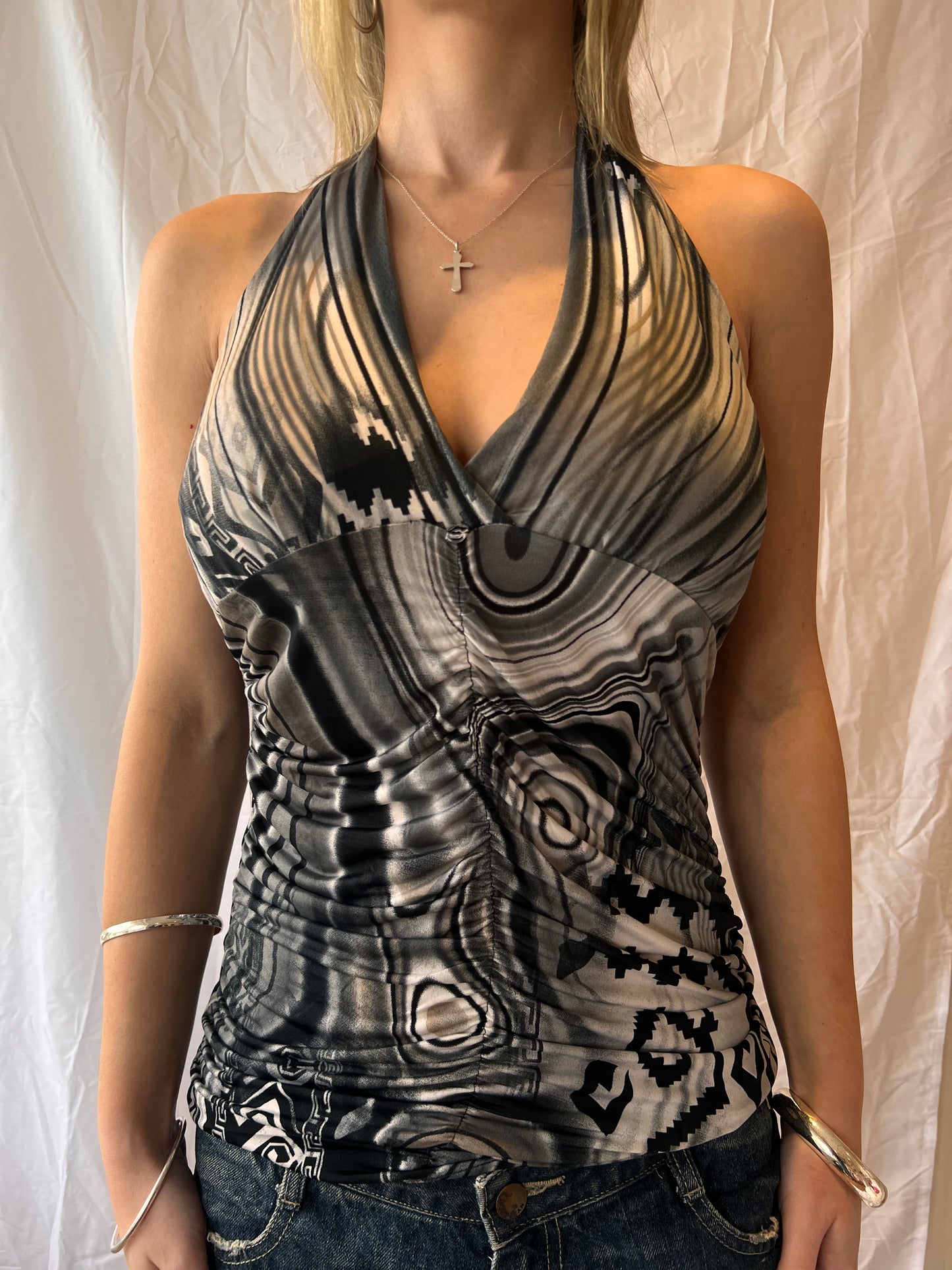 Printed halter neck