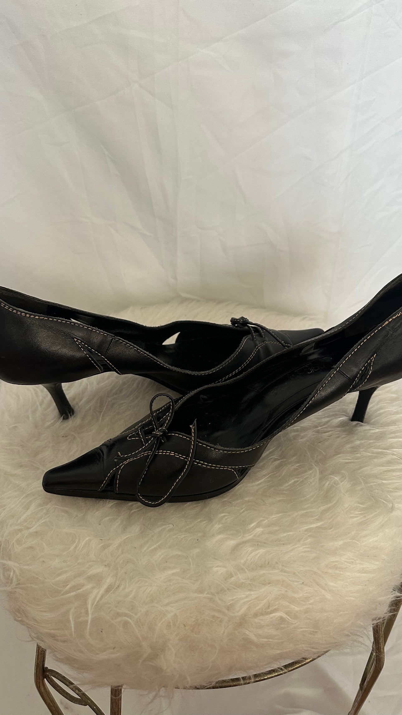 Black kitten lace up heels