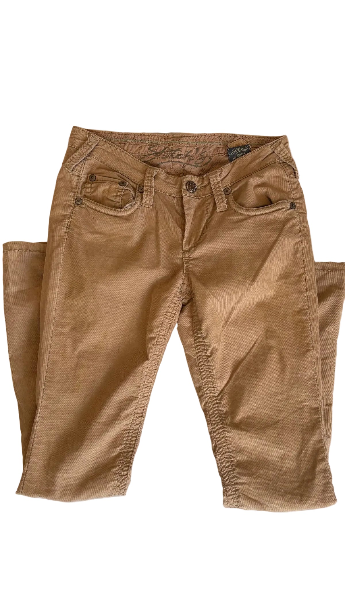 Pink/ Brown low rise corduroy pants