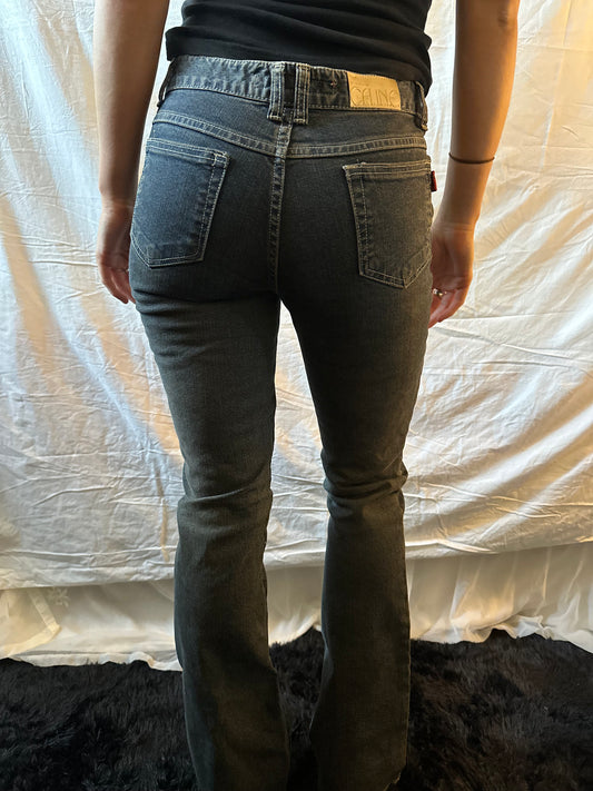 Black printed sparkle jeans