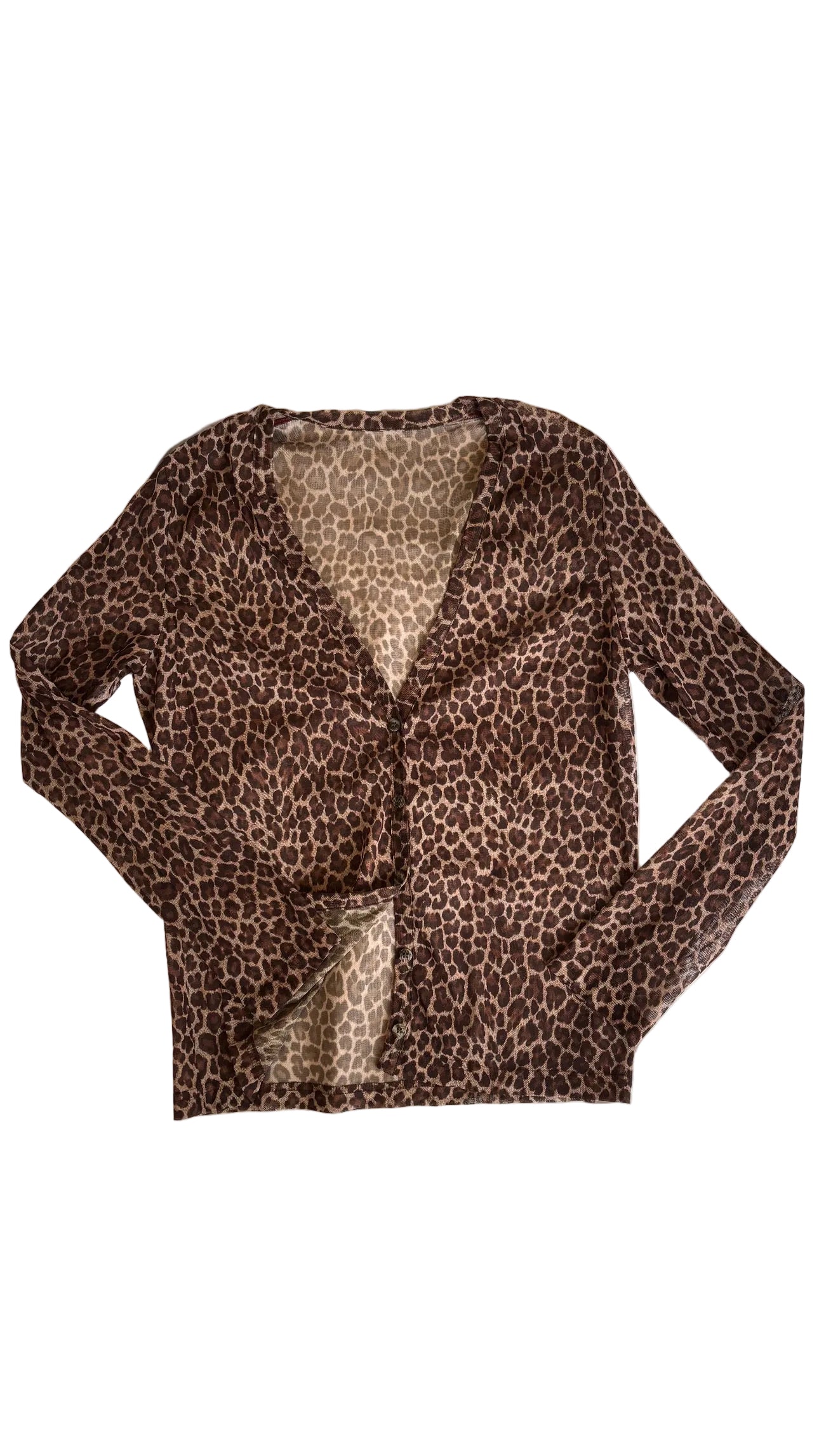 Leopard print sheer long sleeve