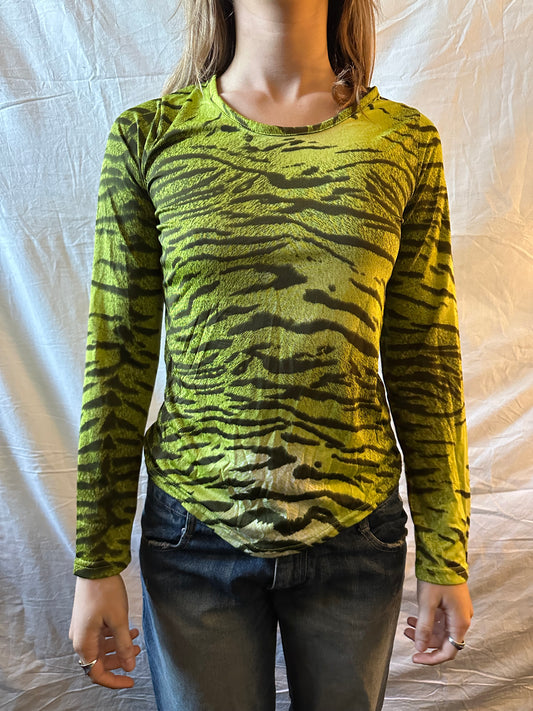 Green zebra print long sleeve