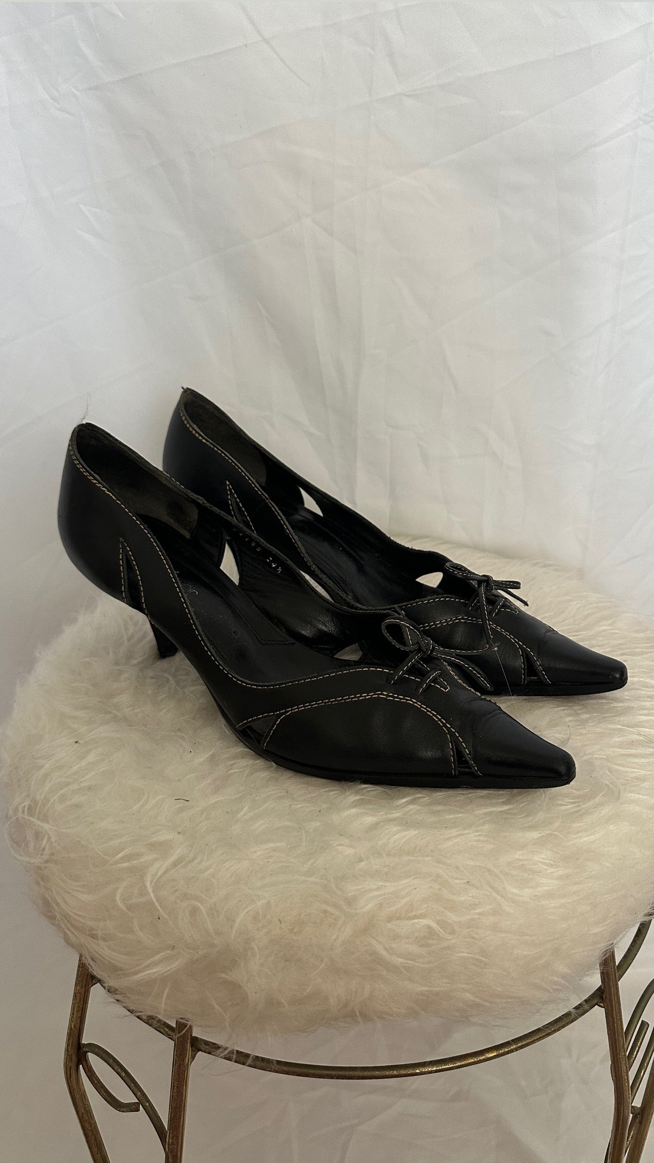 Black kitten lace up heels