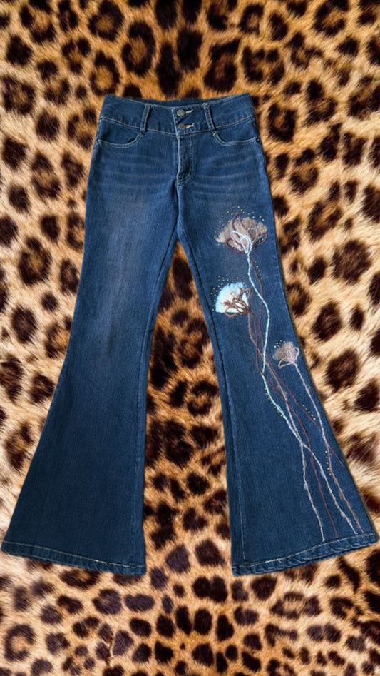 Orange printed jeans