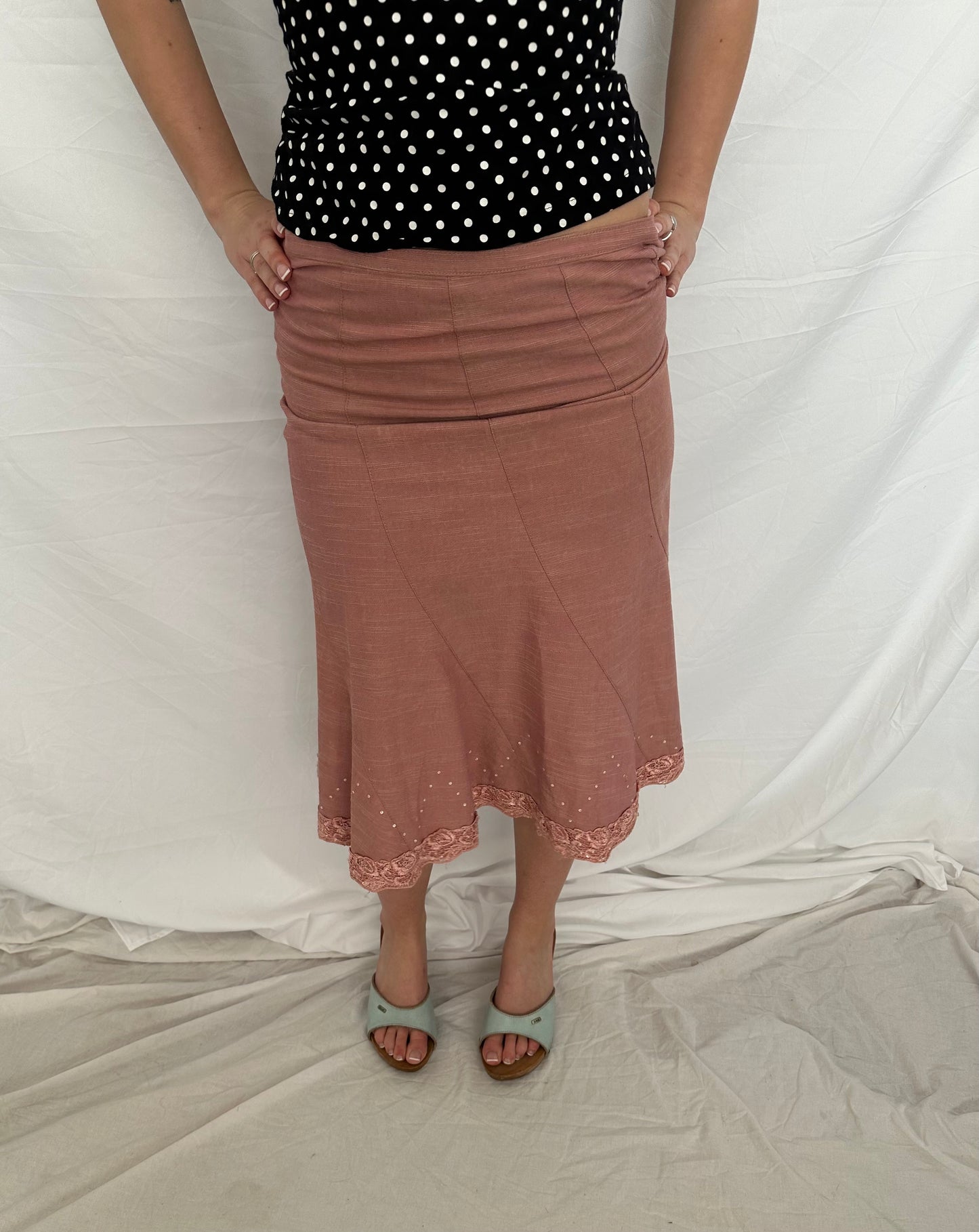 Pink midi skirt