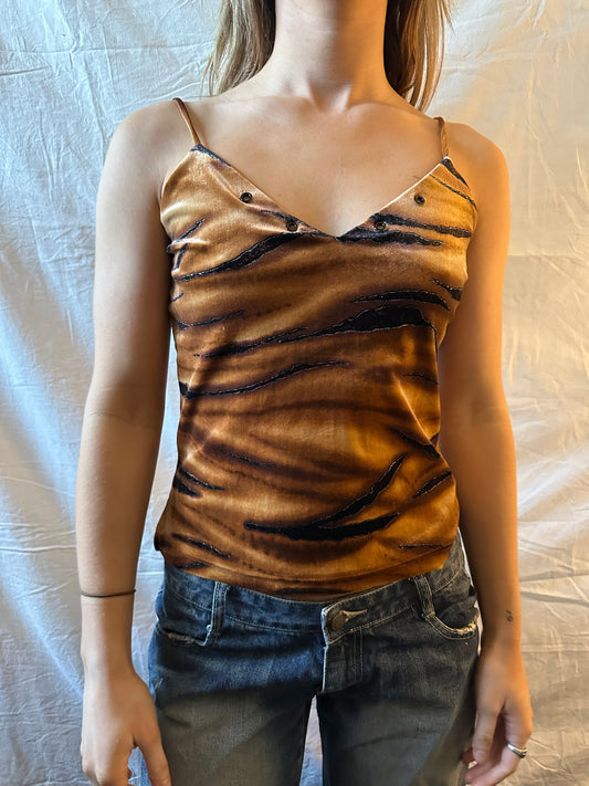 Brown and black printed singlet