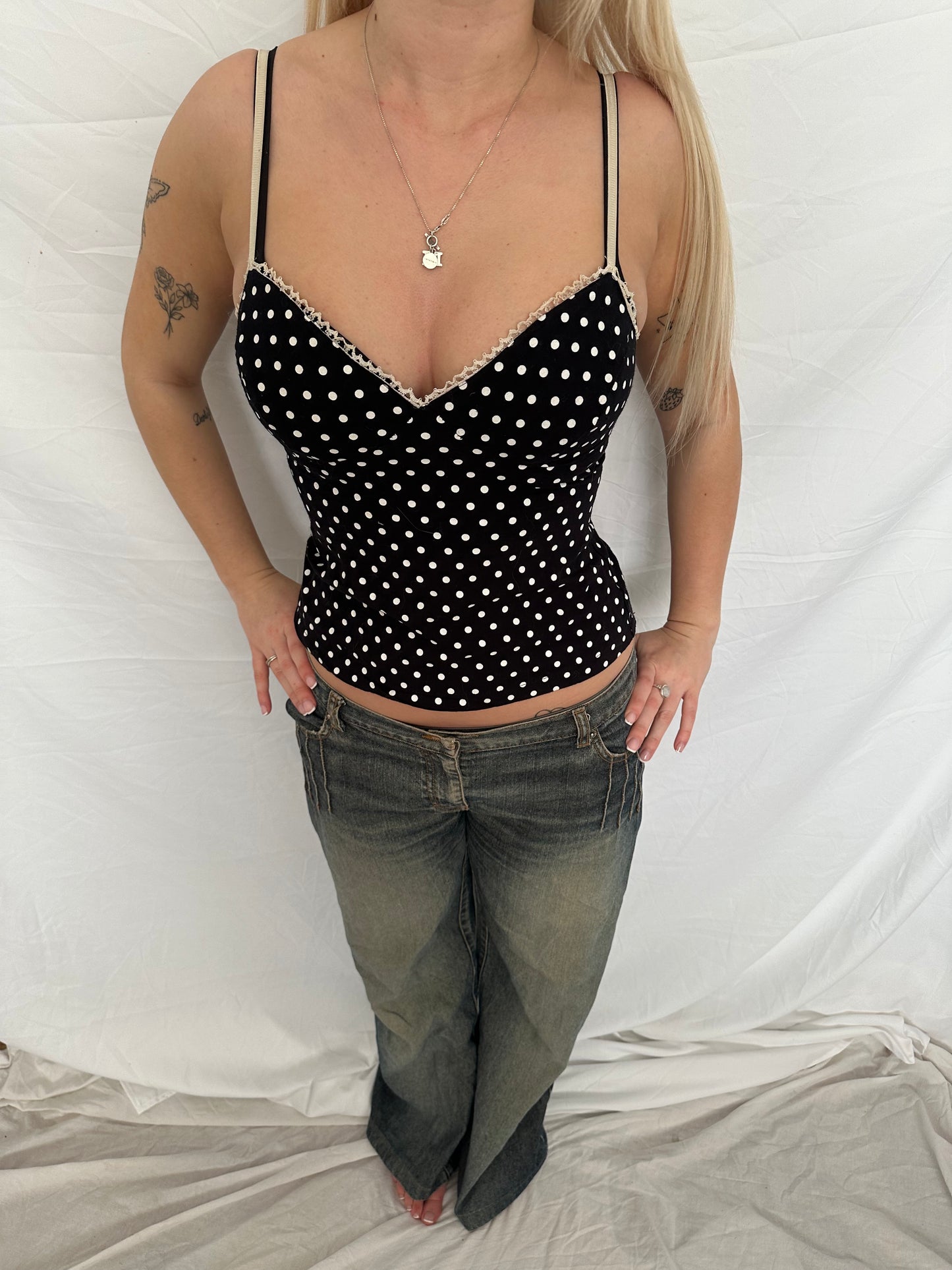 Black and white spotty cami