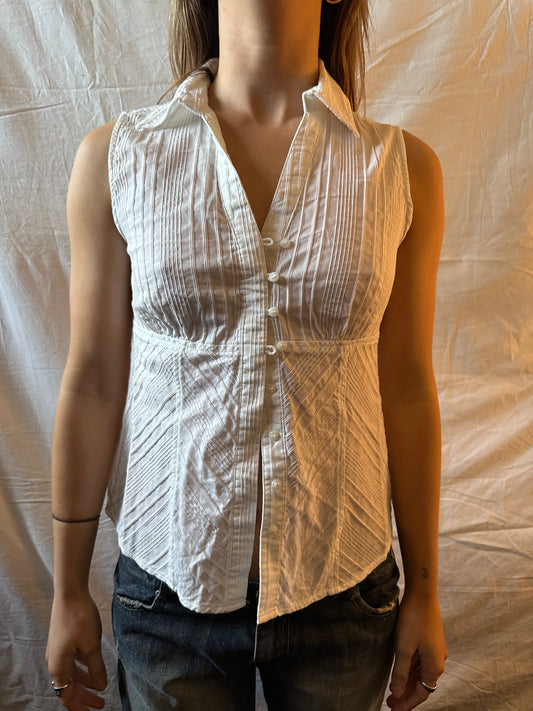 White buttoned tank