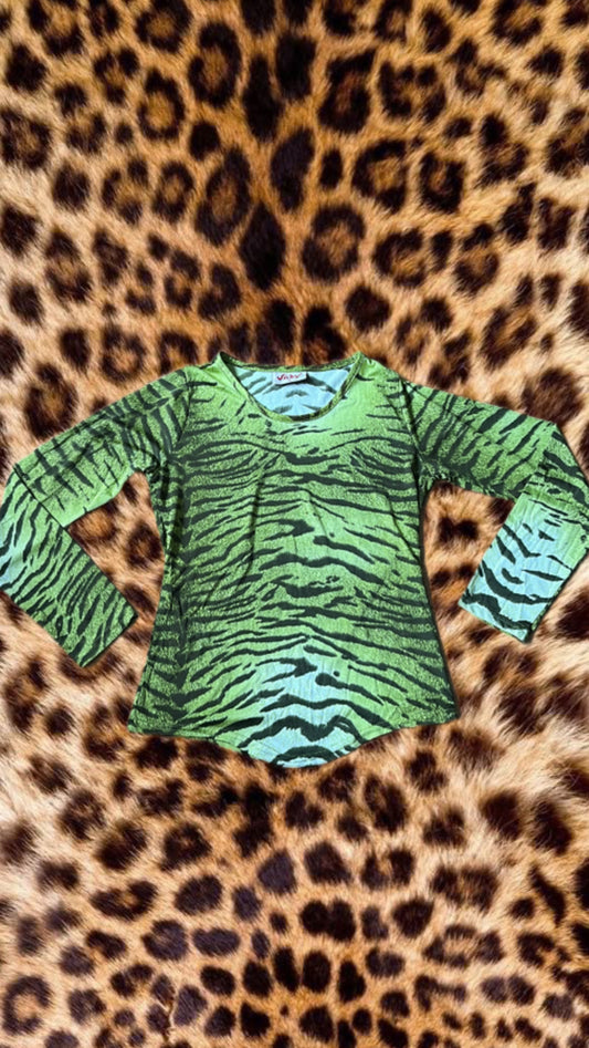 Green zebra print long sleeve