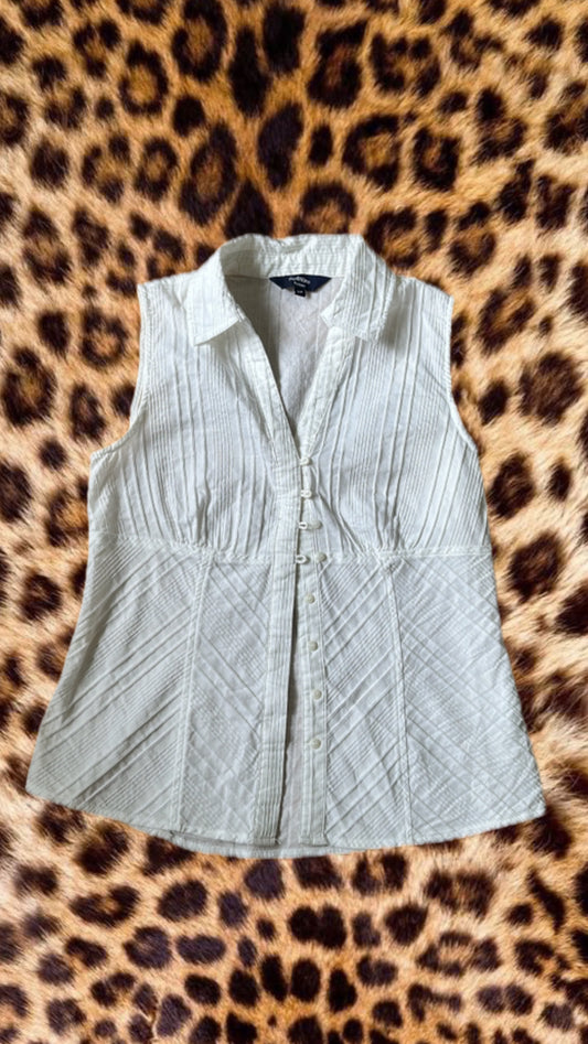 White buttoned tank