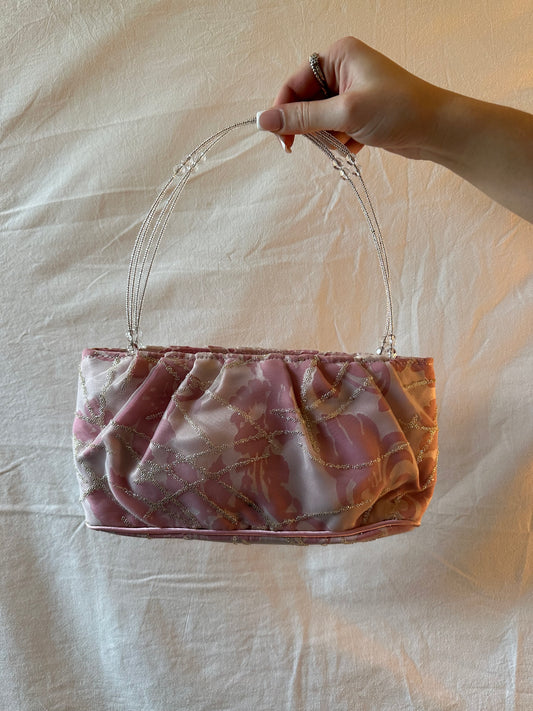 Baby pink beaded bag