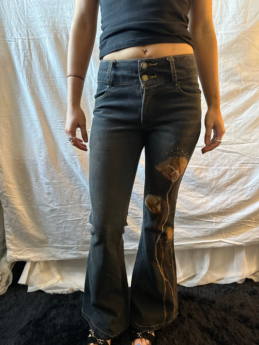 Orange printed jeans
