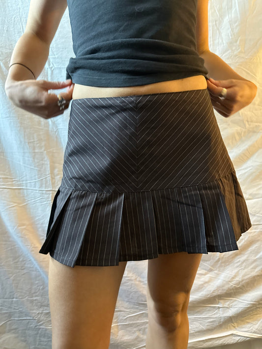 Brown and white striped mini skirt