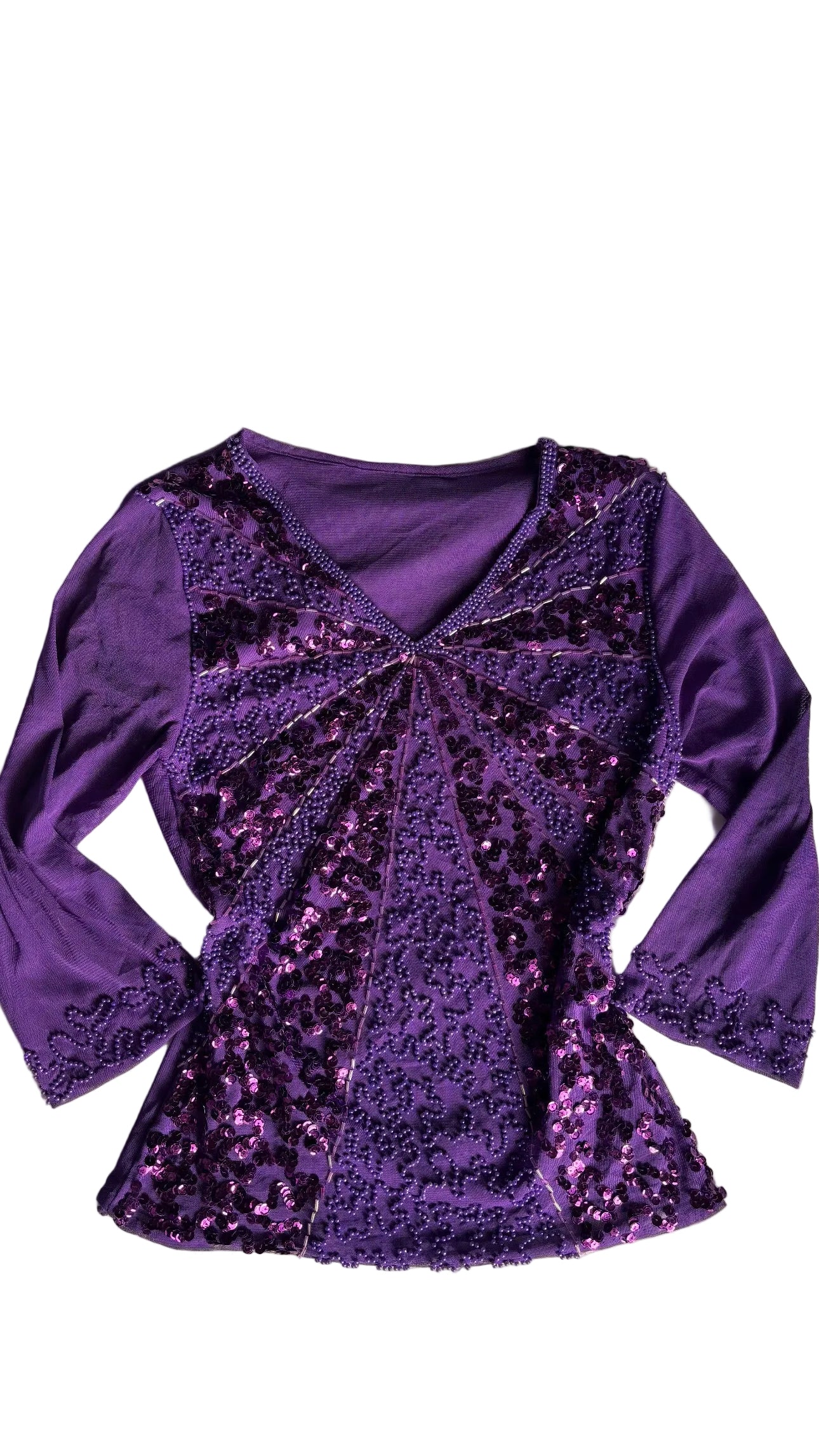 Purple sequin long sleeve shirt