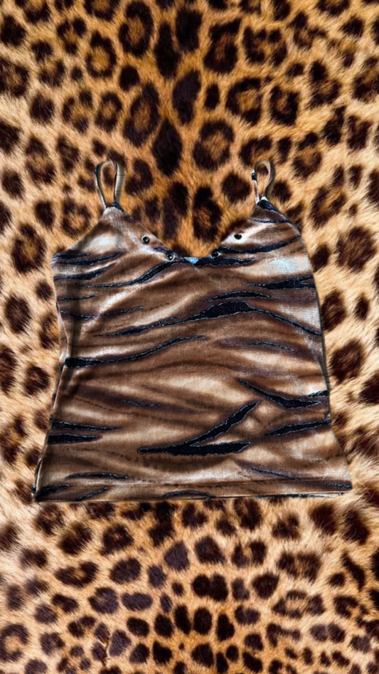 Brown and black printed singlet