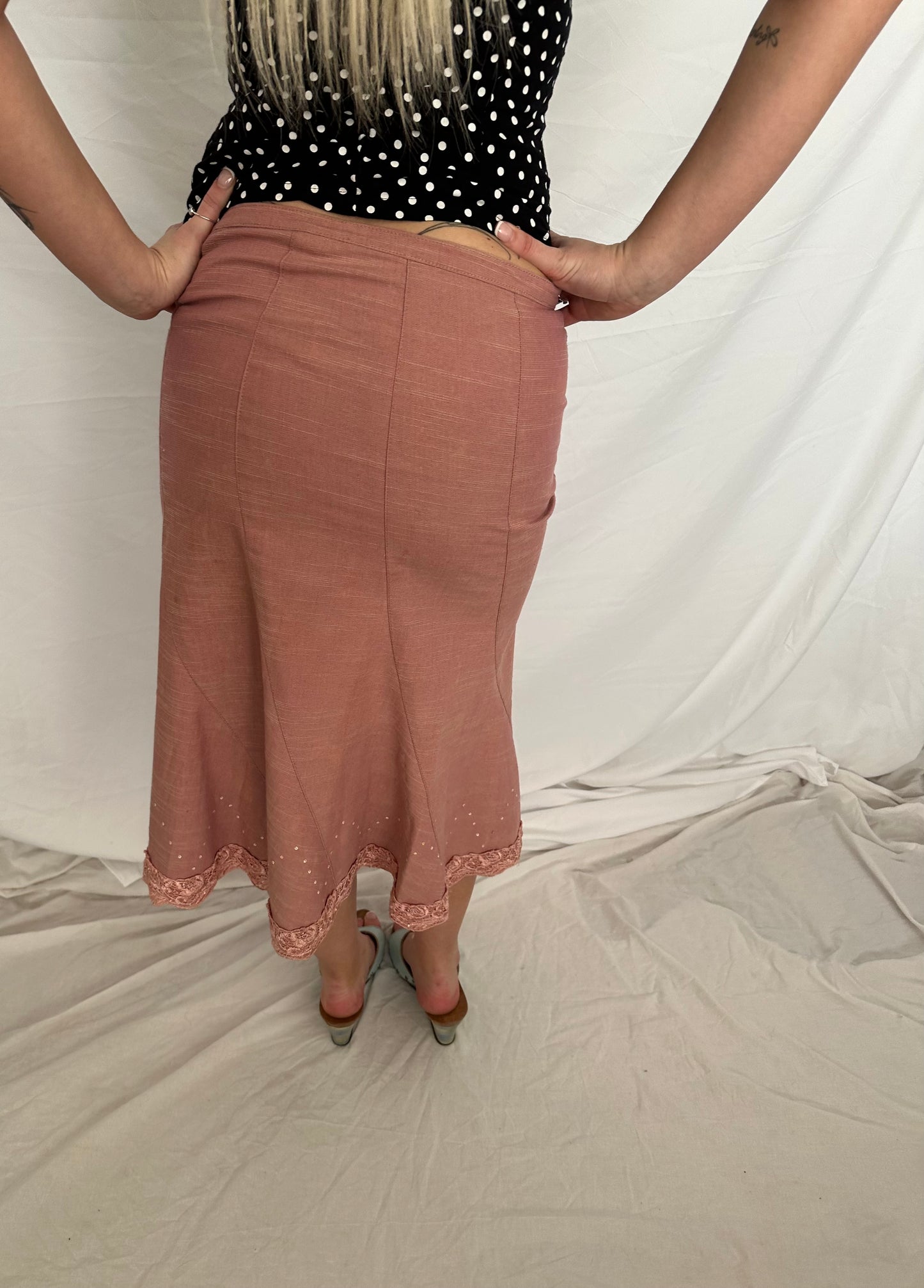Pink midi skirt