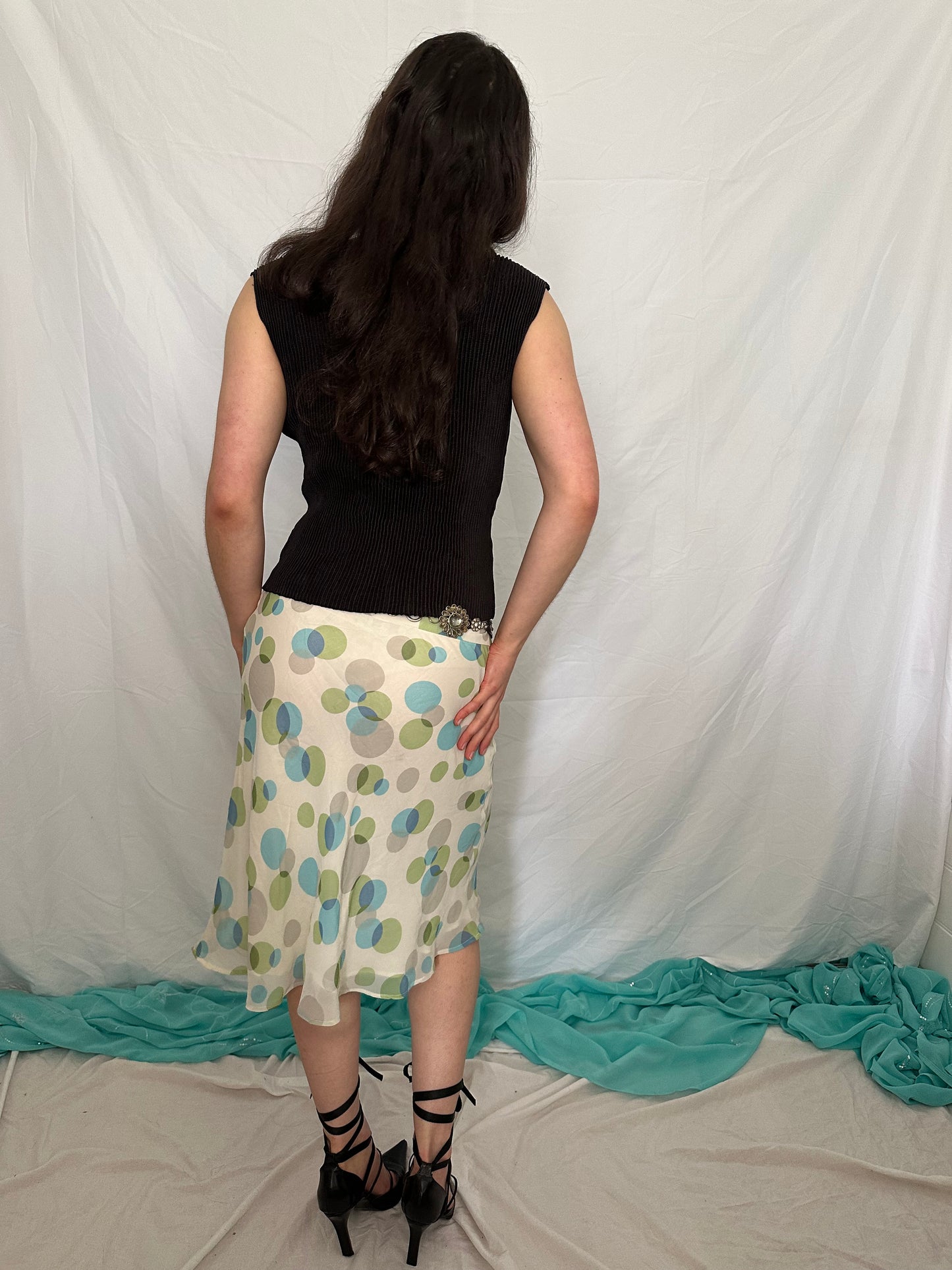 Green and blue midi skirt