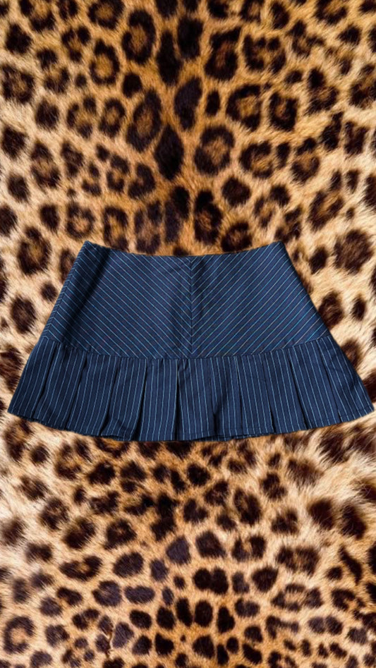 Brown and white striped mini skirt