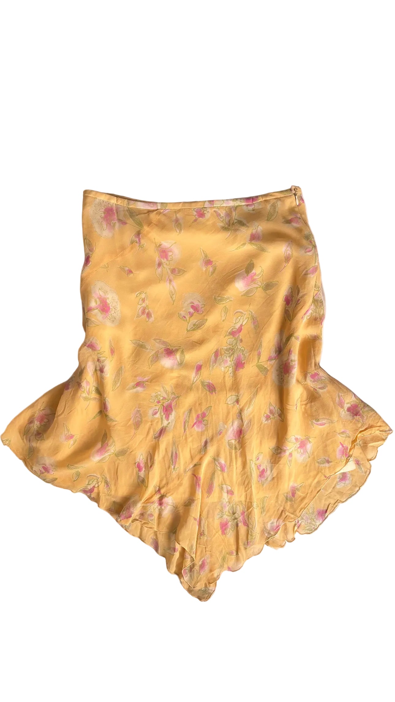 Yellow floral midi skirt