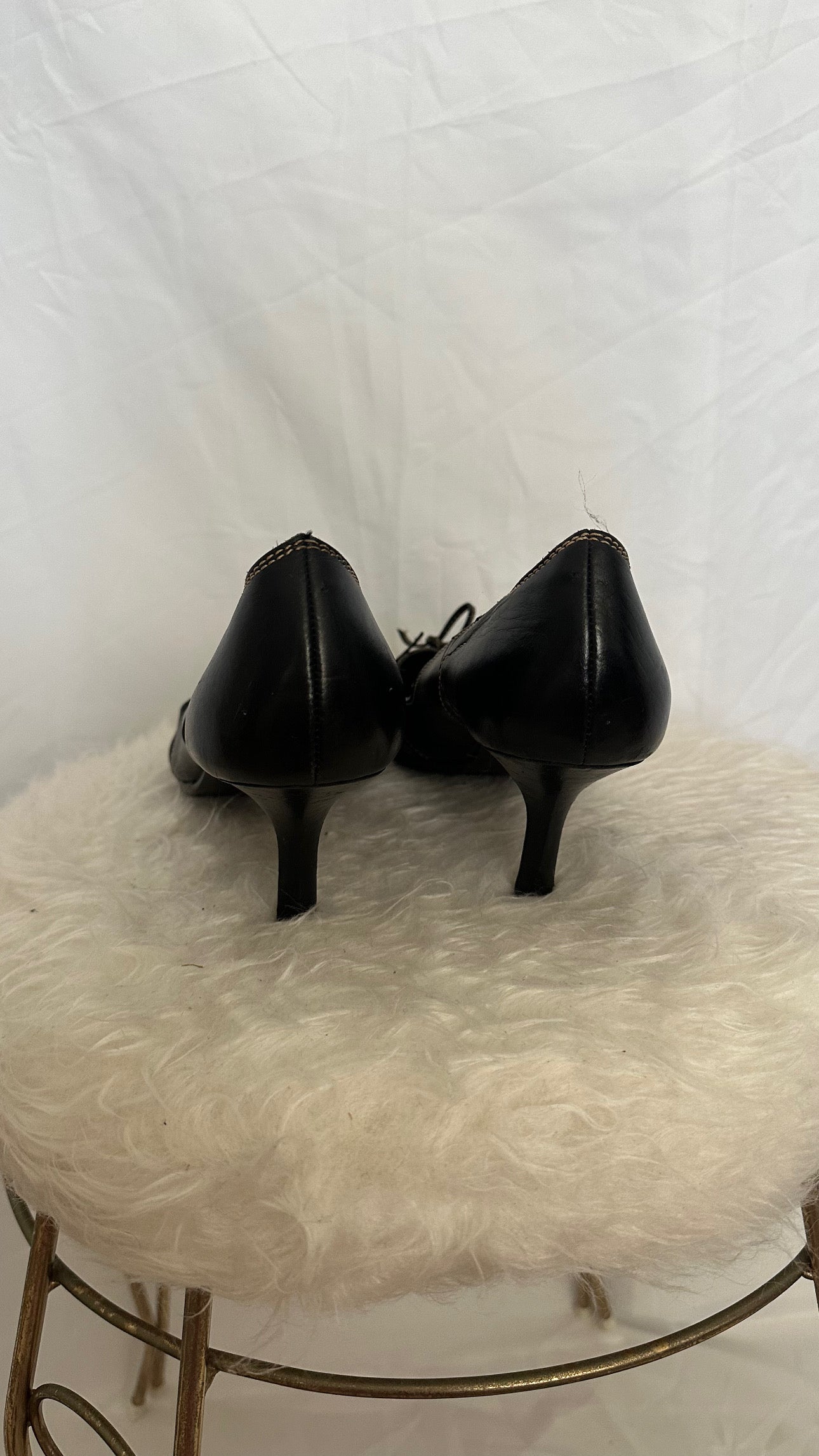 Black kitten lace up heels