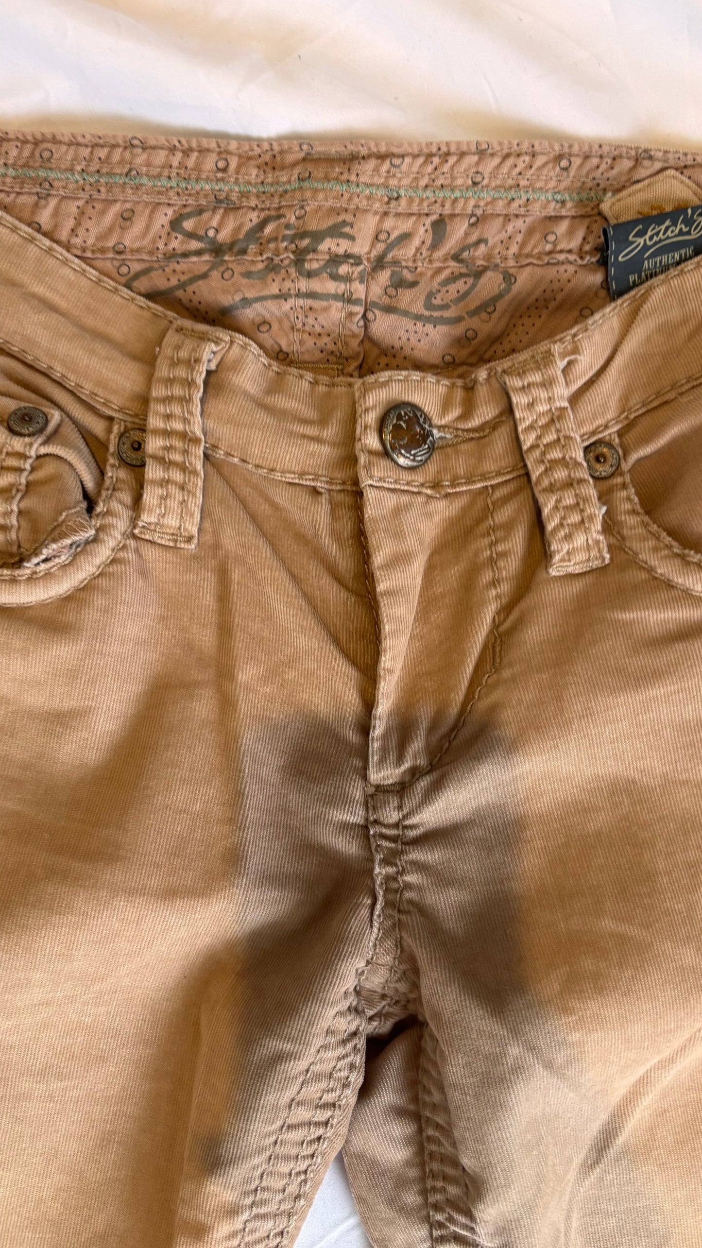 Pink/ Brown low rise corduroy pants