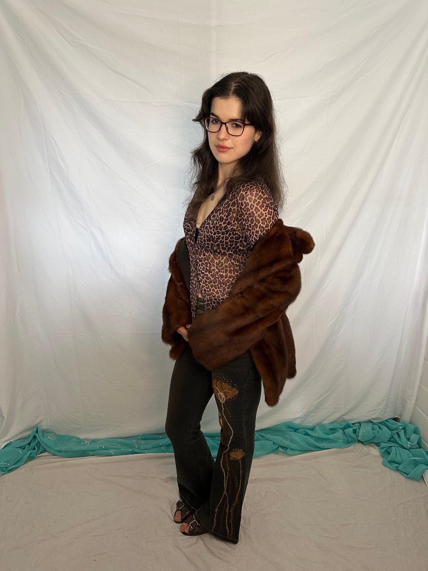 Leopard print sheer long sleeve